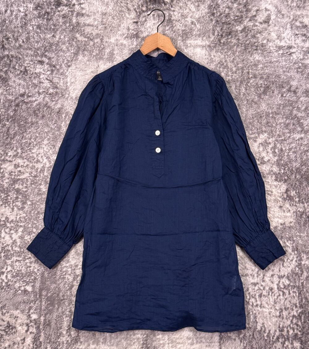 Banana Republic Raime Popover Dress XS Womens Lightweight Shirred Puff Sleeve